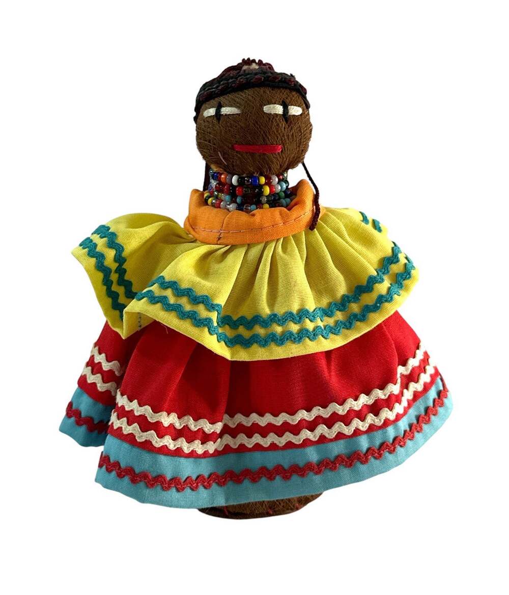 Vintage Seminole Miccosukee Palmetto Fiber Doll Florida Native American 5.5”